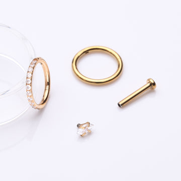 Detail View 1 of 3 Pcs of Assorted Everyday Golden Sparkle Marquise Stud & Clicker Package